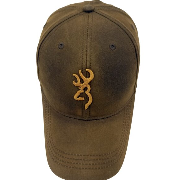 Browning Dura-Wax Solid Baseball Cap 308412881 Brown & Loop Closure 3-D Buckmark - Picture 6 of 11